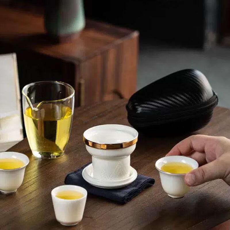 Dehua White Porcelain Portable Travel Tea Set