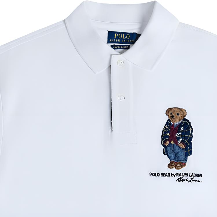 Polo Ralph Lauren SS25 Bear Pattern Straight Cut Short Sleeve Polo Shirt Men tops White 710766441-002