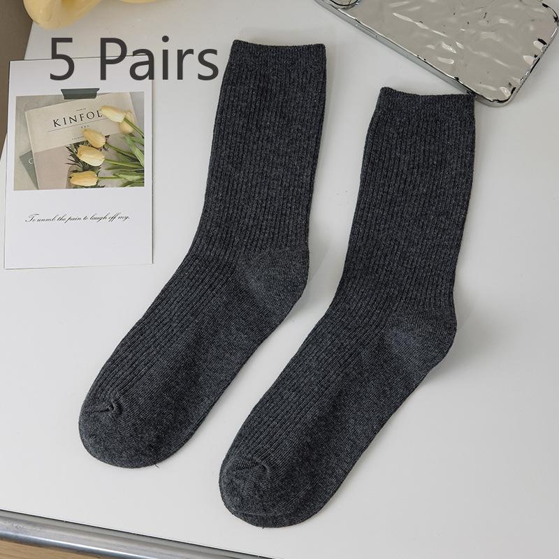 

5 пар женских весенних и осенних носков-труб из хлопка с защитой от запаха, однотонных 5 Pairs