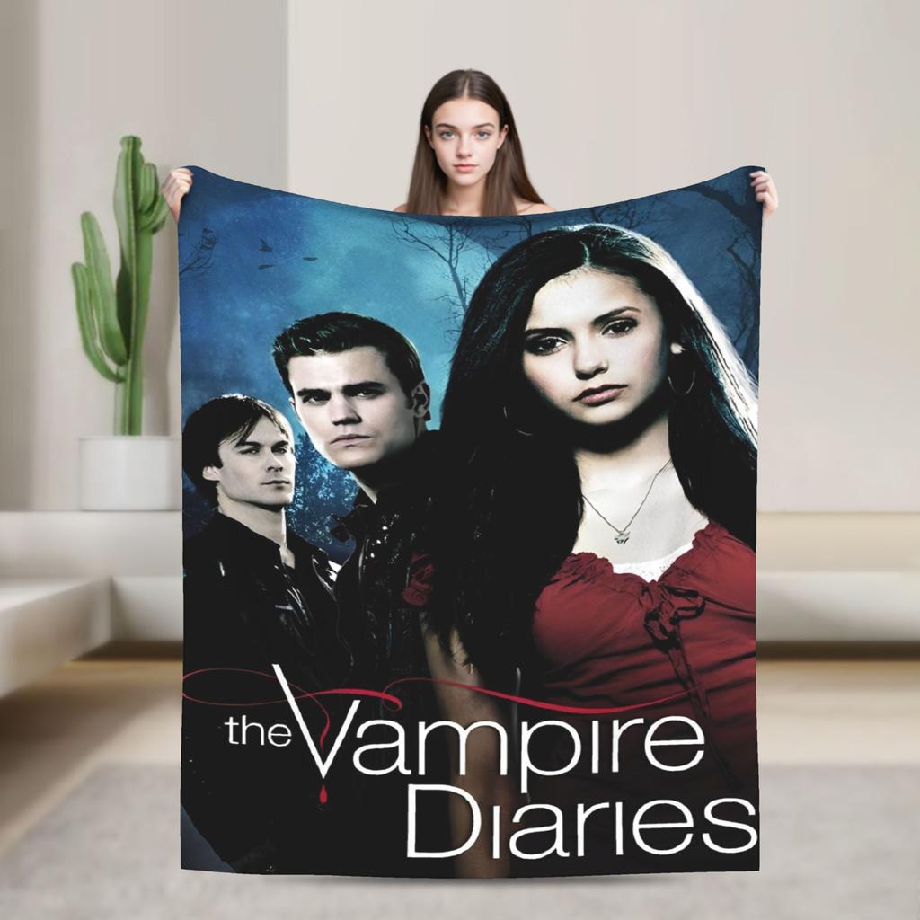 Damon Salvatore Blankets The Vampire Diaries Plush Funny Breathable Throw Blankets for Home Autumn/Winter