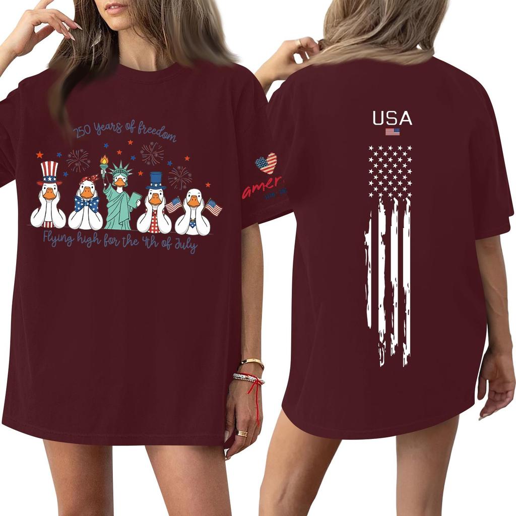 Women's Casual Fashion Round Neck Casual Print Short Sleeve T-Shirt Top