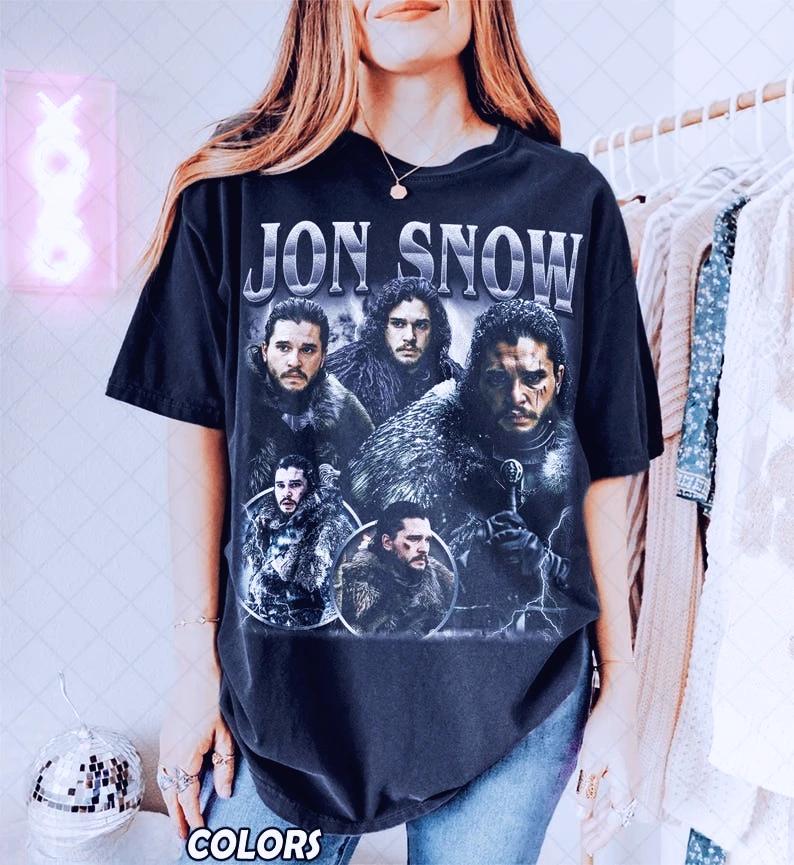 2026 New Vintage Jon Snow Movie Comfort Cotton T-shirt Men Women Oversized Graphic Crew Neck Fashion Casual Short Sleeve T-shirt
