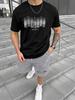 Men's Clothing City Skyline Printed Black Tshirt, Graphic Tee, Summer Tops, Shirt, Unisex Casual Crew Neck Tshirt, Plus Siz