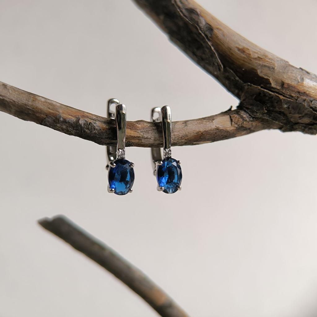 Серебряные серьги с сапфиром nano 1.163ct (2189008)