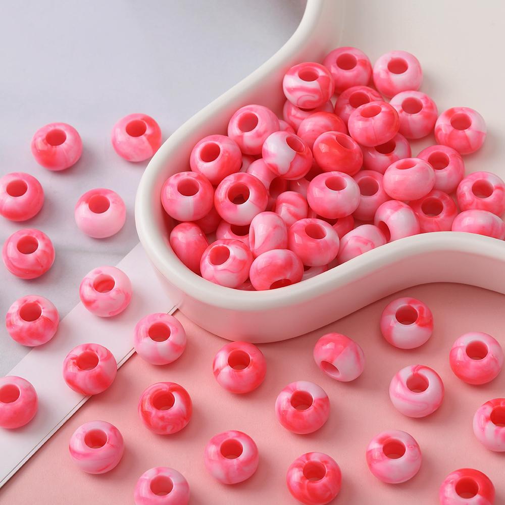 20pcs Acrylic Mixed Color Big Holes Beads Round Spacer Loose Beads for DIY Necklace Bracelet Earring Jewelry Making Accessories