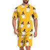 Men's Halloween Casual Pajama Set Short Sleeve Top and Shorts Lightweight Comfortable Sleepwear Set for Home and Lounge
