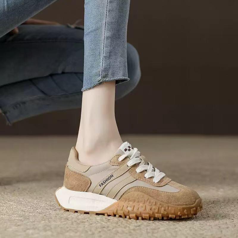 Women's Sports Shoes 2025 New Fashion Comfortable Sneakers Non Slip Lace Up Flat Platform Height Increase Vulcanized Shoes