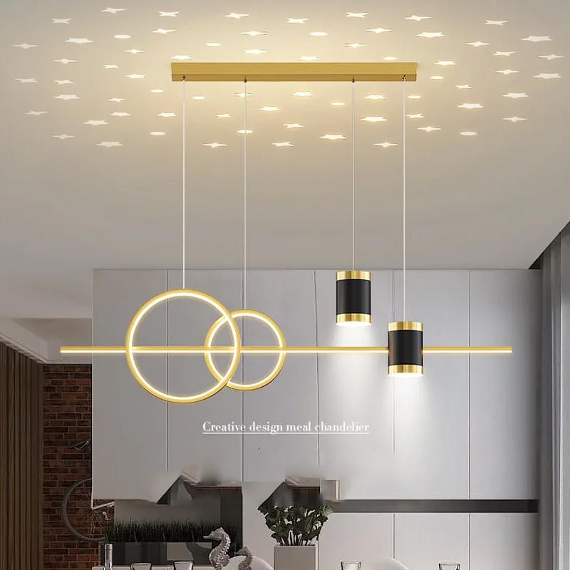 Restaurant Lights, Starry Sky, Light Luxury Ceiling Lights, Modern, Simple, Creative, Personalized Art, Long Bar Dining Table LE