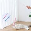 Funny Cat Stick Bouncy Rod Bell Bait Toy Plush Longtail Mouse Stripe Pet Supplies