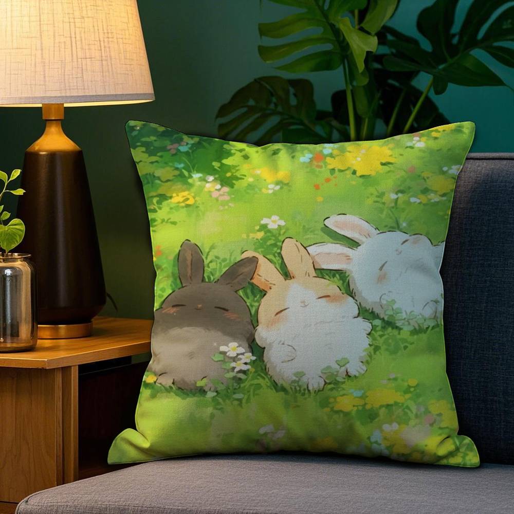 Cartoon Drawing Animal Pillow Case Sofa Living Room Bedroom Double-sided Printing Square Cushion Nap Time Pillow Case