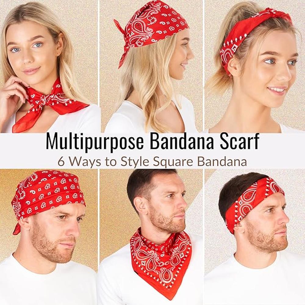 Hip Hop Kovbojský Paisley Šátek Velký bandana hlava Čtvercový šátek Muži Ženy 55x55cm Černá Červená Bílá
