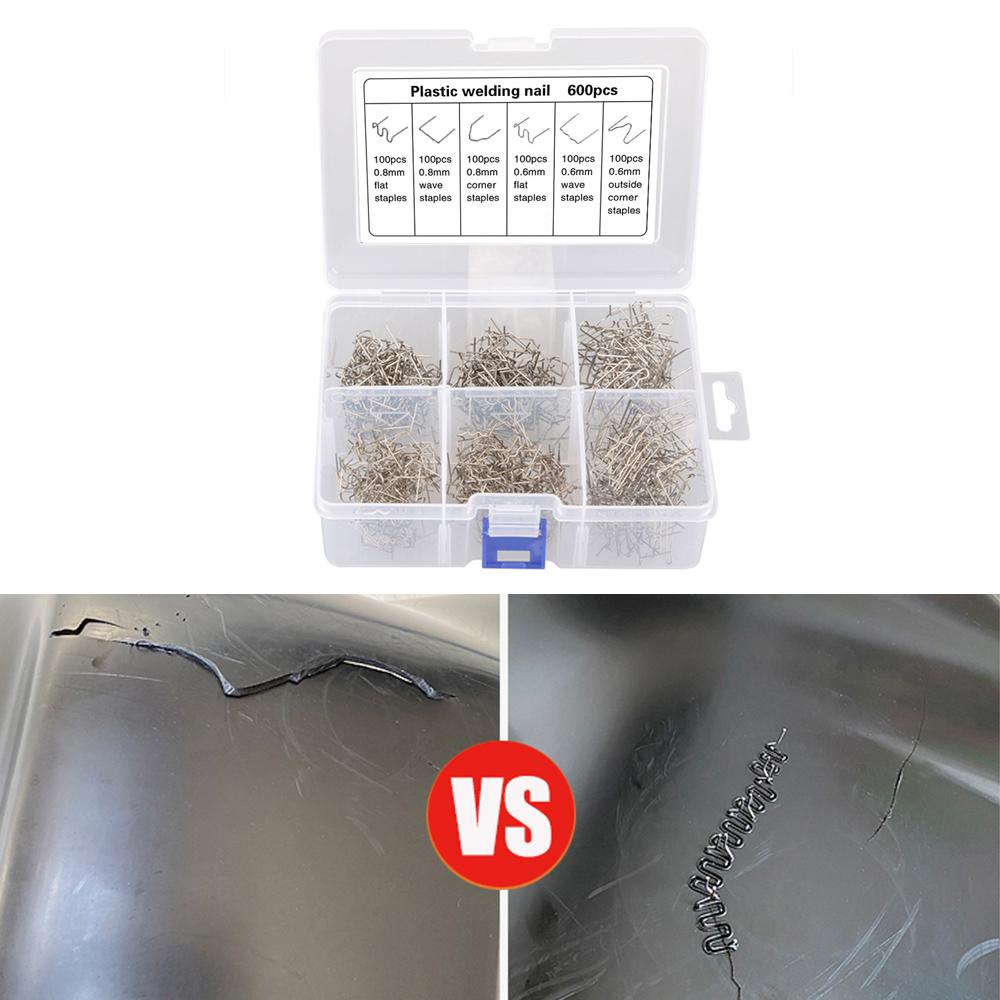 800/600/100 STÜCKE Automotive Kunststoff Reparatur Schweißnägel Heißschweißhefter 6 stil Mix Mit Box Kunststoffschweißpistole Teile