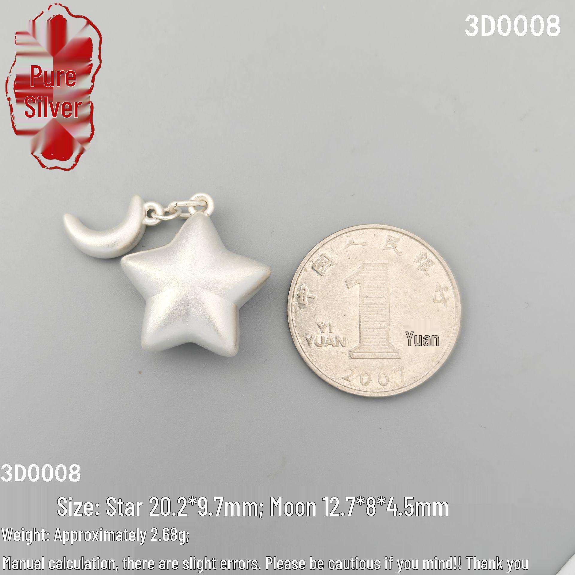 Sterling Silver Star and Moon DIY Jewelry Spacer Beads and Pendants