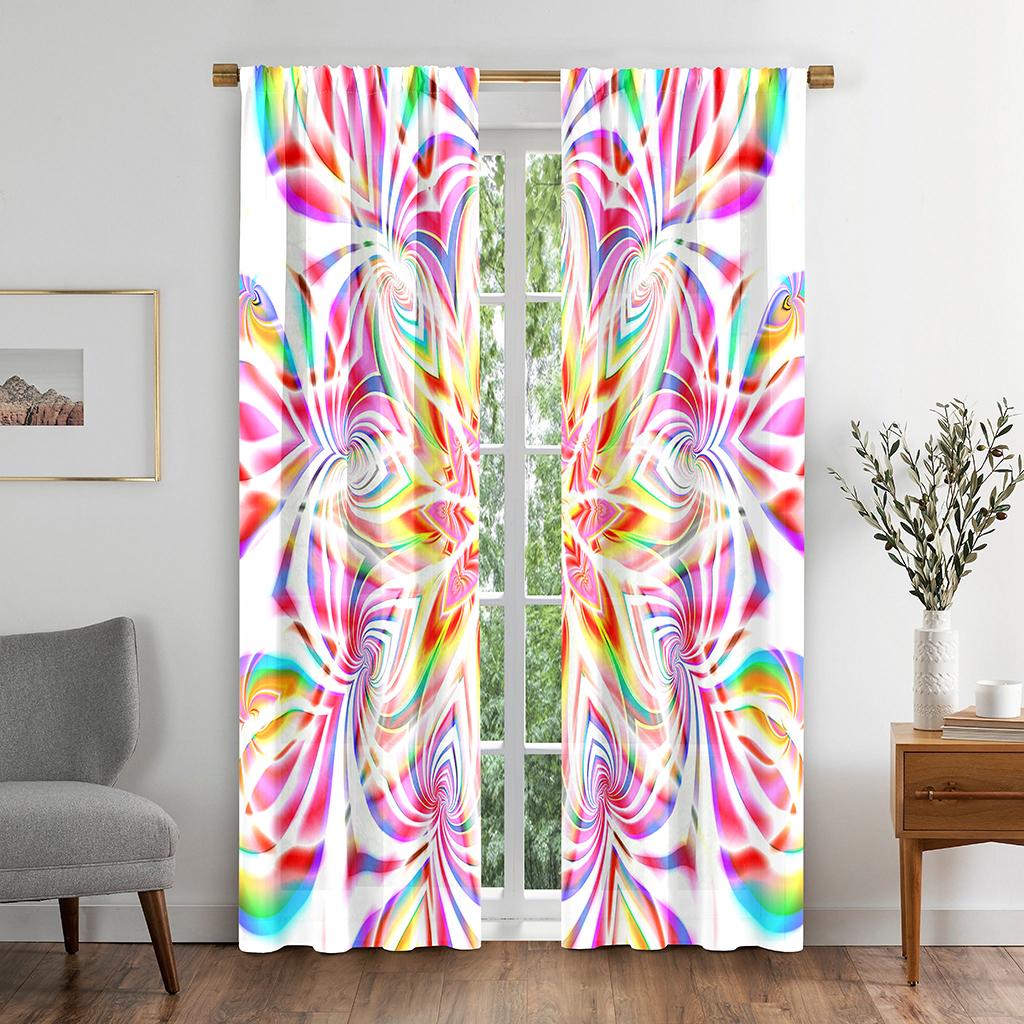 Abstract Colorful Kaleidoscope Texture Kids Blackout Window Curtain for Living Room Bedroom Bathroom Kicthen Door Cupboard Hooks
