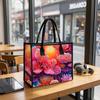 Vibrant Coral Print Tote Bag Fashionable Portable Daily Use Casual Carry Bag for Women