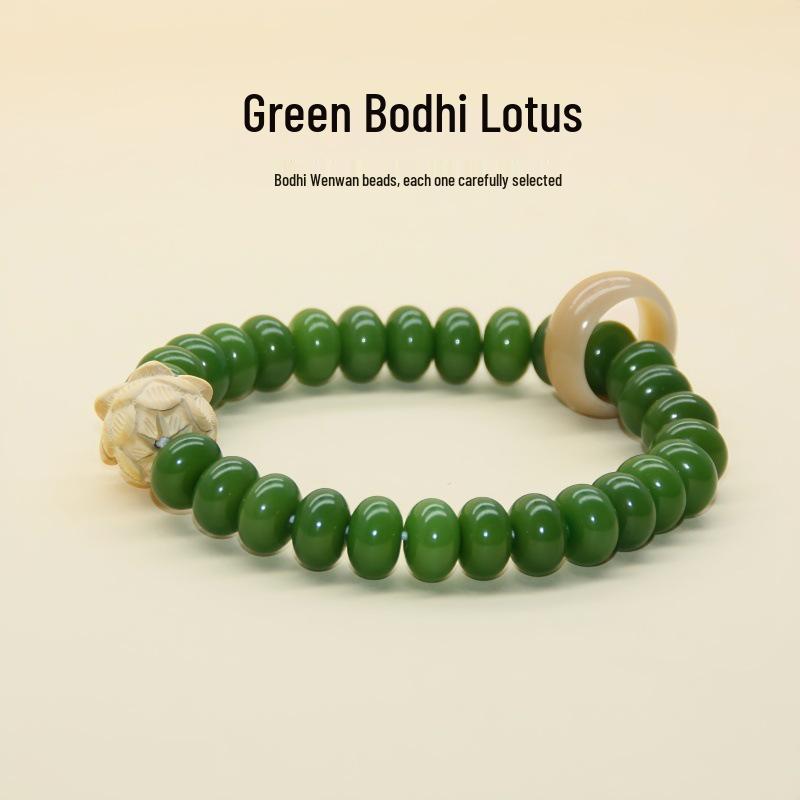 Green Bodhi Double Strand Abacus Bead Buddhist Prayer Bracelet for Men & Women - Wenwan Rosary