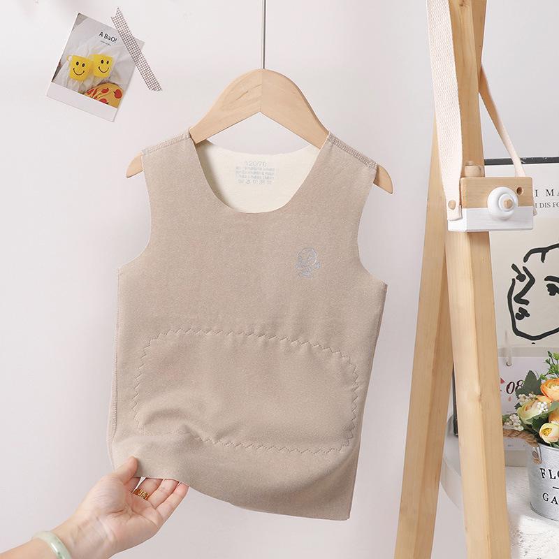 Kids' Seamless Fleece Vest: Adjustable Fit Baby Belly Warmer for Boys & Girls - Autumn/Winter Sleeveless Jacket