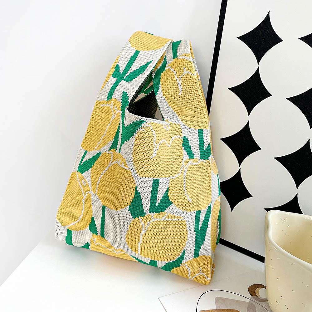 Large Capacity Knitted Bag Women'S Knitted Handbag Tote Bag Portable Storage For Outdoor Use Soft Woven Versatile And Cute Bag