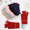 Finger Warm Cartoon Cats Soft Elastic Touch Screen Mittens Knitted Gloves Thicken Warm Full Finger