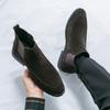 British Style Black Men Chelsea Boots Large Size 38-46 Comfortable Slip-On Suede Men's Boots Anti-Slip Flat Ankle Boots For Man