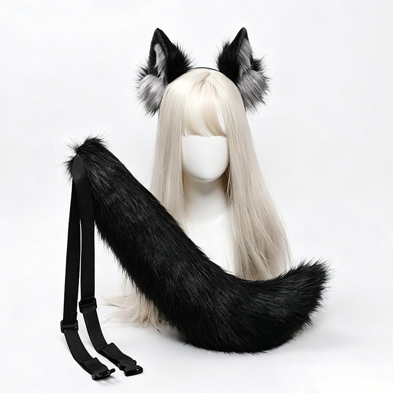 Bandeau Oreilles de Loup Poilues Accessoire Cosplay Costume Anime Fête Unisexe Peluche Douce Animal Headpiece