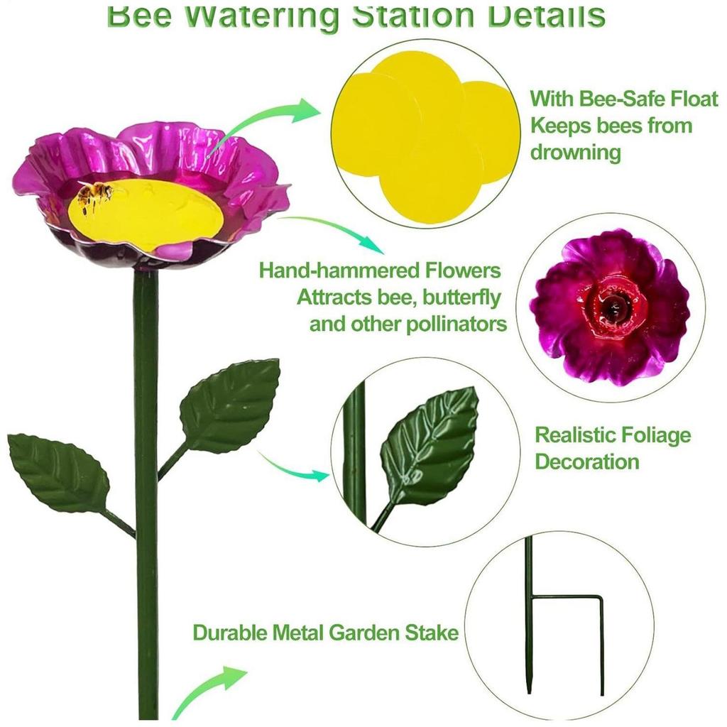 Bee Watering Station 4 Pieces Metal Weatherproof Beekeeping Supplies Bee Water Feeder For Outdoor Lawn Backyard Outside Patio