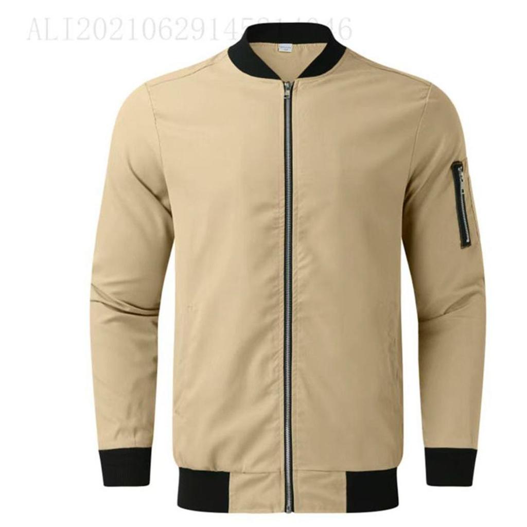 2026 New Spring and Autumn Season Men's Fashion Coat Top Youth Men's Standing Neck Zipper Casual Jacket Men's