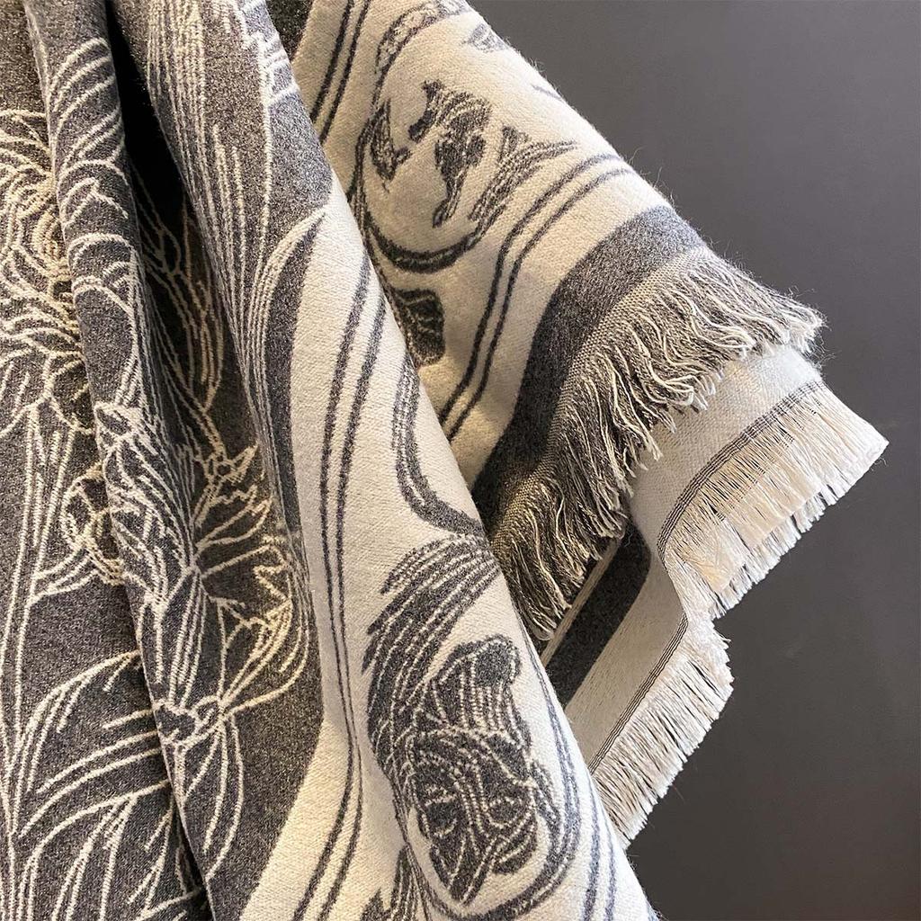 Women Winter Wrap Scarf Double-Sided Imitation Cashmere Fashion Shawl Wrap Vintage Thick Bufanda Blanket Large Square Scarf