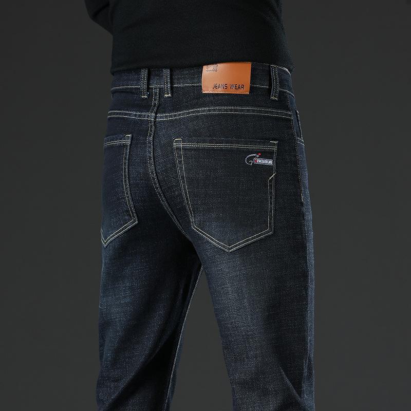 Men's Straight Loose Fit Plus Velvet Warm Stretch Jeans