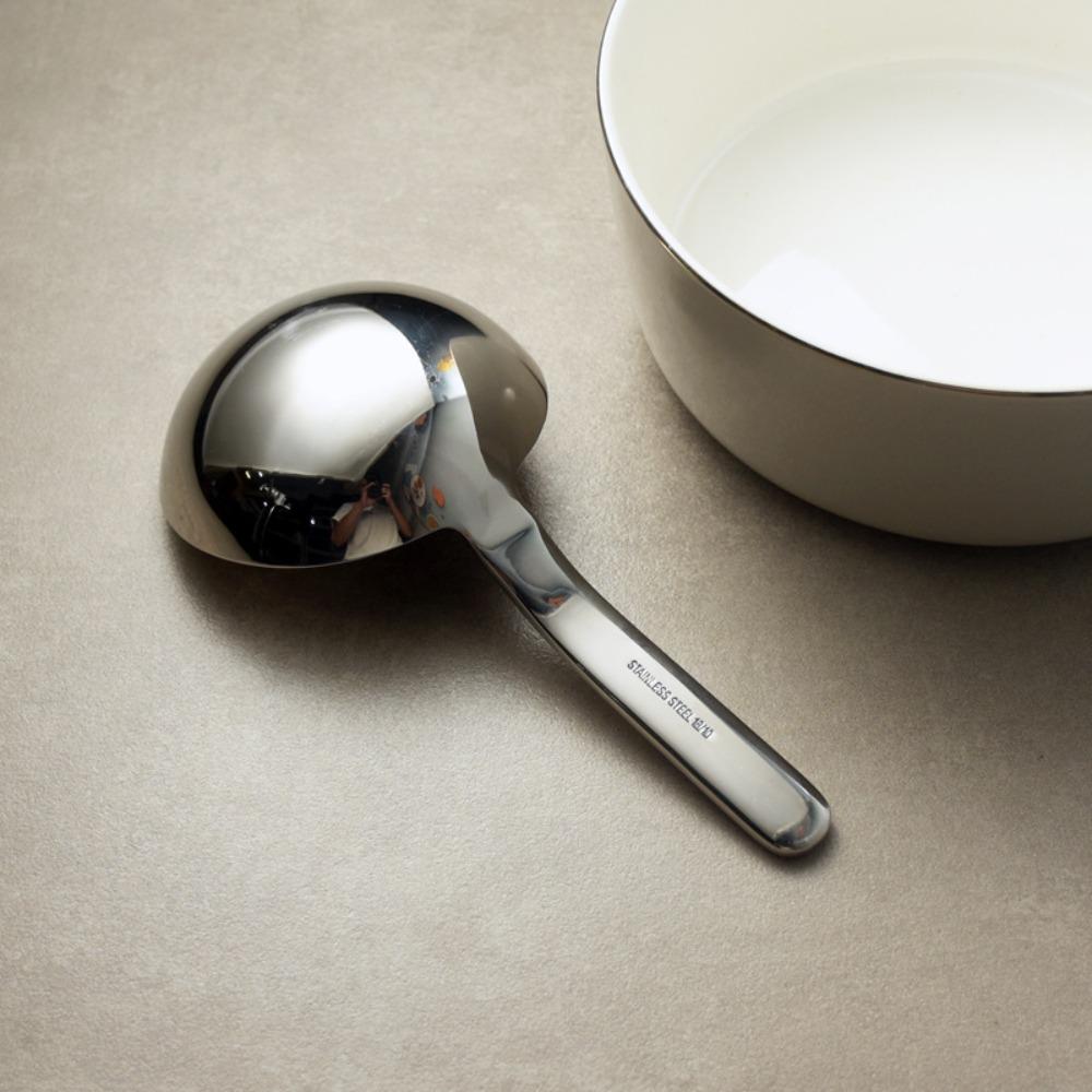 Large Size Serving Spoon Short Handle Soup Ladle Household Round Soup Spoon  Dinner