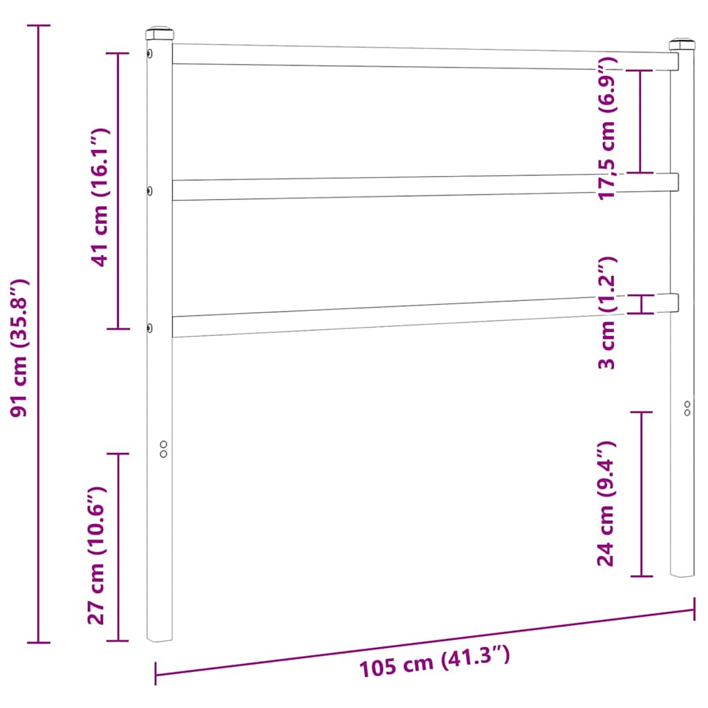 Replacement Headboard Metal White 100 Cm
