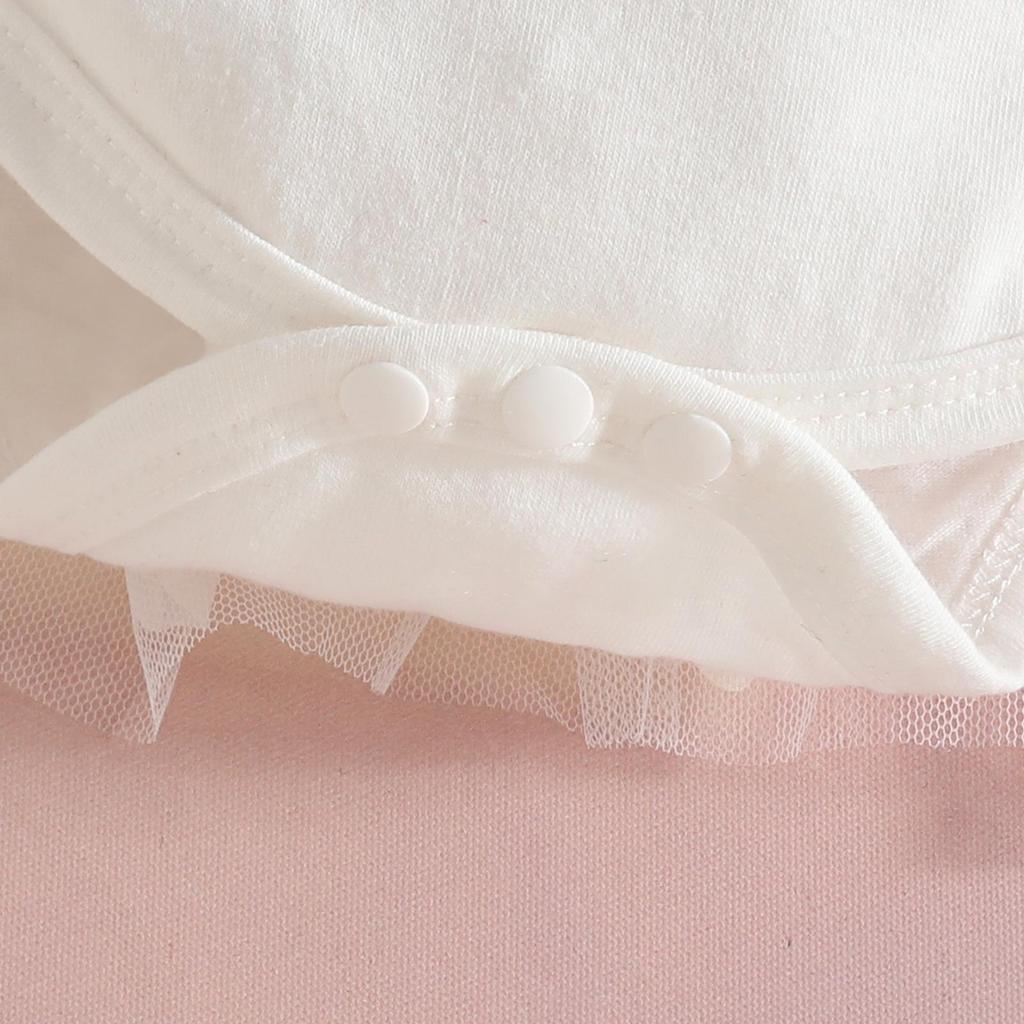 Newborn Baby Girl Applique Mesh Dress with Headband, Autumn/Winter Long Sleeve Knitted Fabric Splice