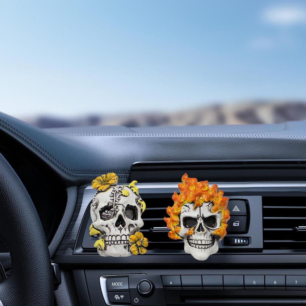 2 Pcs Skull Vent Clips, Car Air Freshener Halloween Interior Accessories,