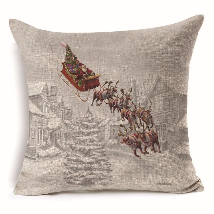 Christmas Pillow, Home Sofa, Linen Cushion Cover, Car Waist Pillow Cover, Children's Pillow Cover