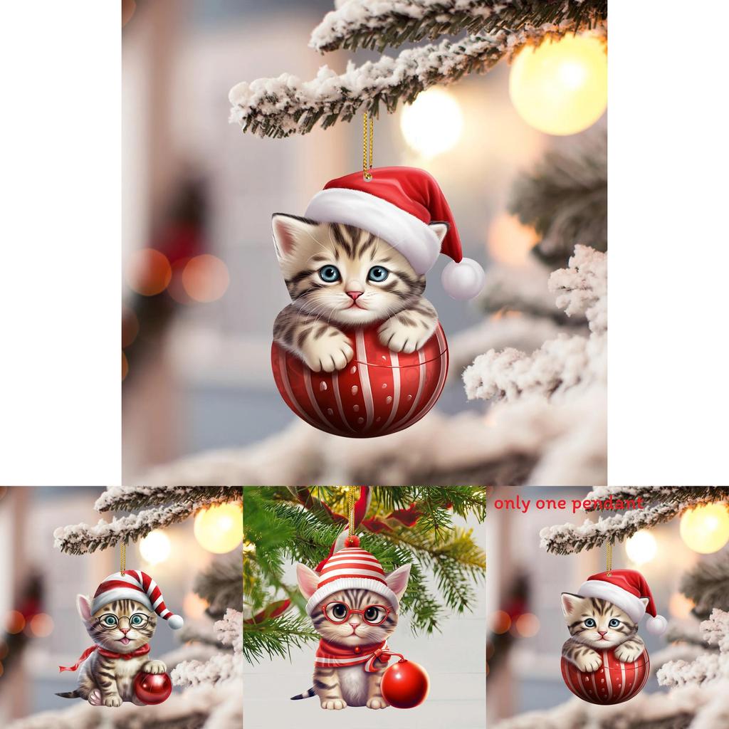 Cute Cat Acrylic Car Pendant With 2d Design For Auto Interior Decoration