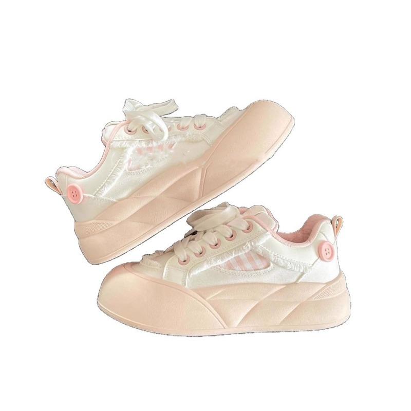 Sommer neue dicksohlige kleine weiße Schuhe Damenrock Student vielseitige lässige Board-Schuhe Nischen-Brot-Schuhe