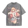 Kitagawa Marin Print T-shirt Anime My Dress Up Darling Clothing Men Women Loose Tshirts Vintage Washed T Shirt Cotton Streetwear