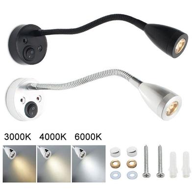 Luz de Lectura RV Cuello de Cisne 12V 3W Lámpara de pared de cabecera con interruptor, Diseñada para Lectura, Barco, Yate y Caravana, Autocaravana