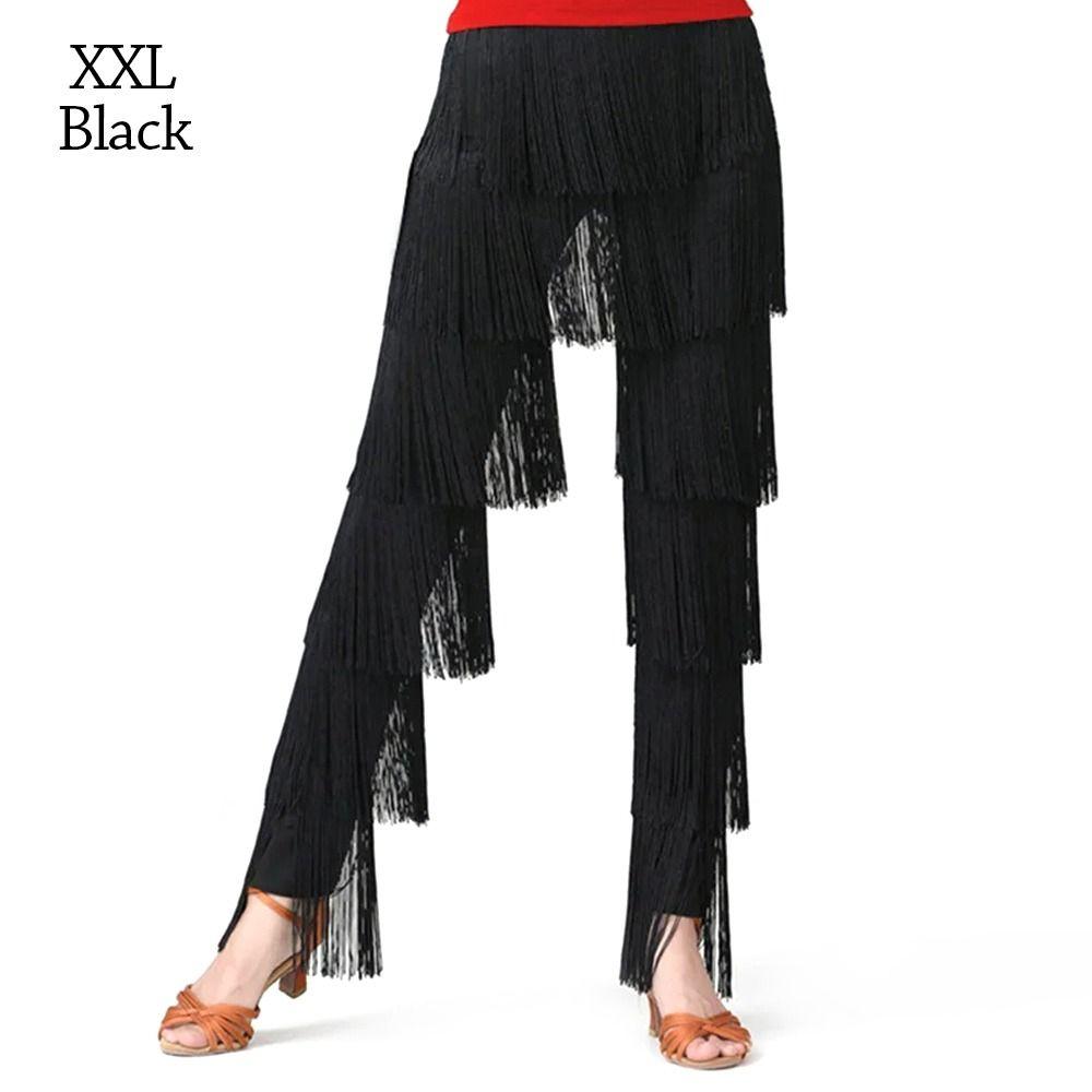 Shiny Ballroom Pants Tassel Performance Pants Party Latin Dance Pants