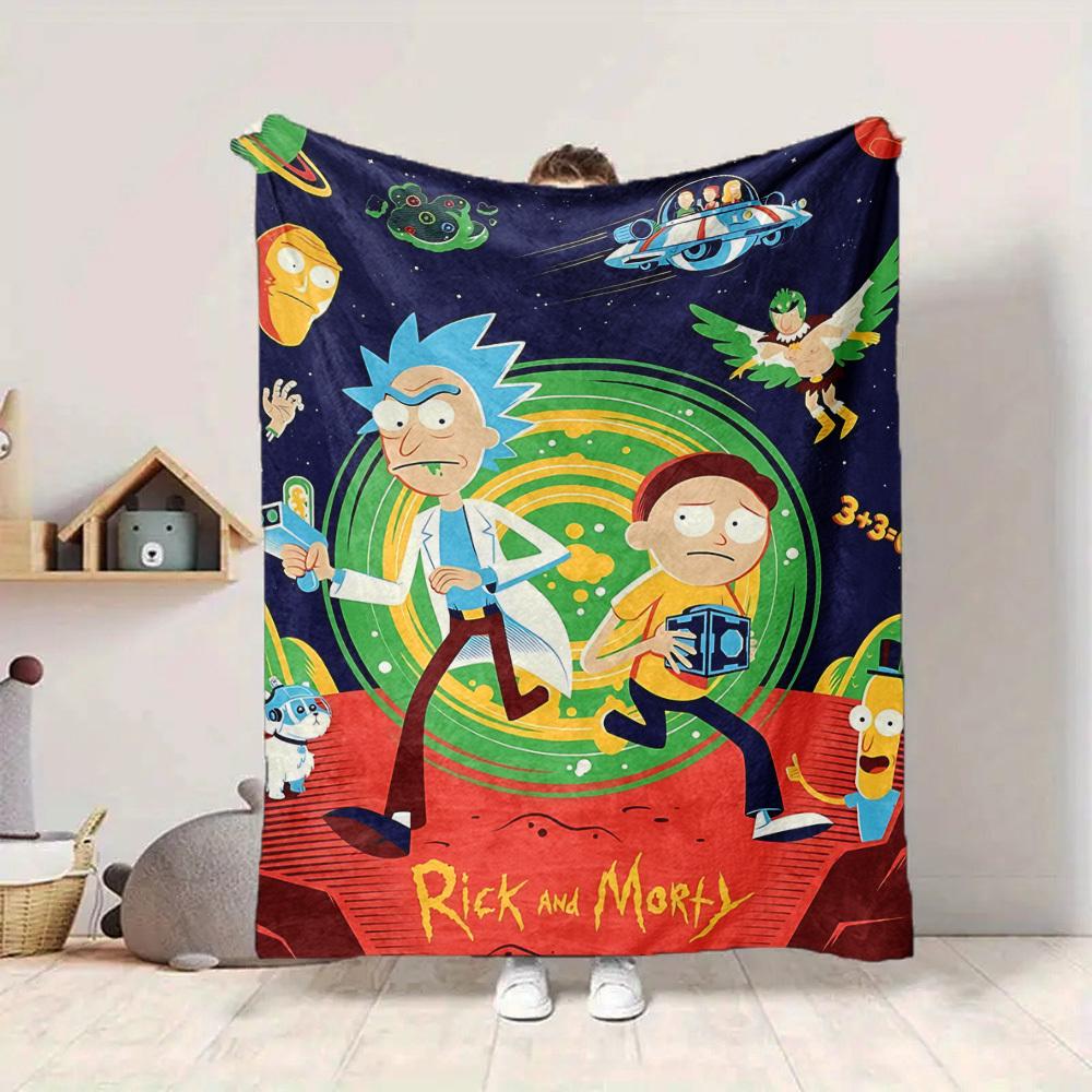 1 szt. Koc Rick i Morty Lekki Flanelowy Kocyk Na Sofę, Łóżko, Podróż, Salon, Biuro, Kanapę, Krzesło I Łóżko