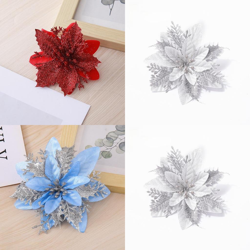 Christmas Floral Decorations With Plastic And Fabric Materials For Festive Tree Accents