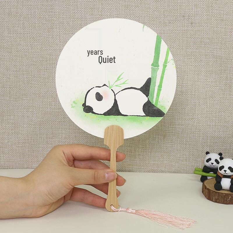 Ручной расписной круглый веер в китайском стиле с пандой