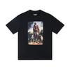 Unisex Oversized T-Shirt, Black Renaissance Saint with Dogs Print, Streetwear Hip Hop Short Sleeve, Casual Cotton Tee