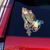 Weather Resistant Rosary Sticker Praying Hands & Car Sticker, Reflective Decal, High Quality PVC Adhesive Decal Waterproof Jesus for Auto Window