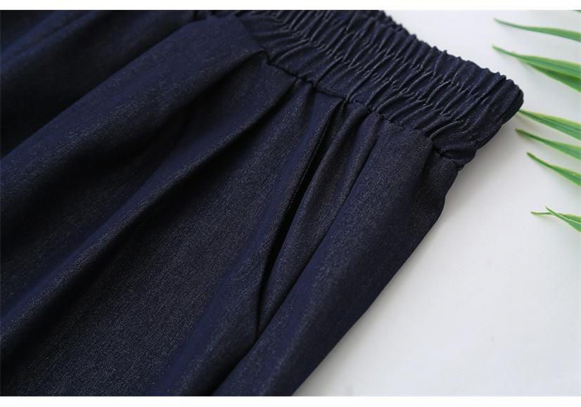 Plus Size Women's High Waist Lace Tencel Denim Capris Shorts - Slimming Wide Leg 