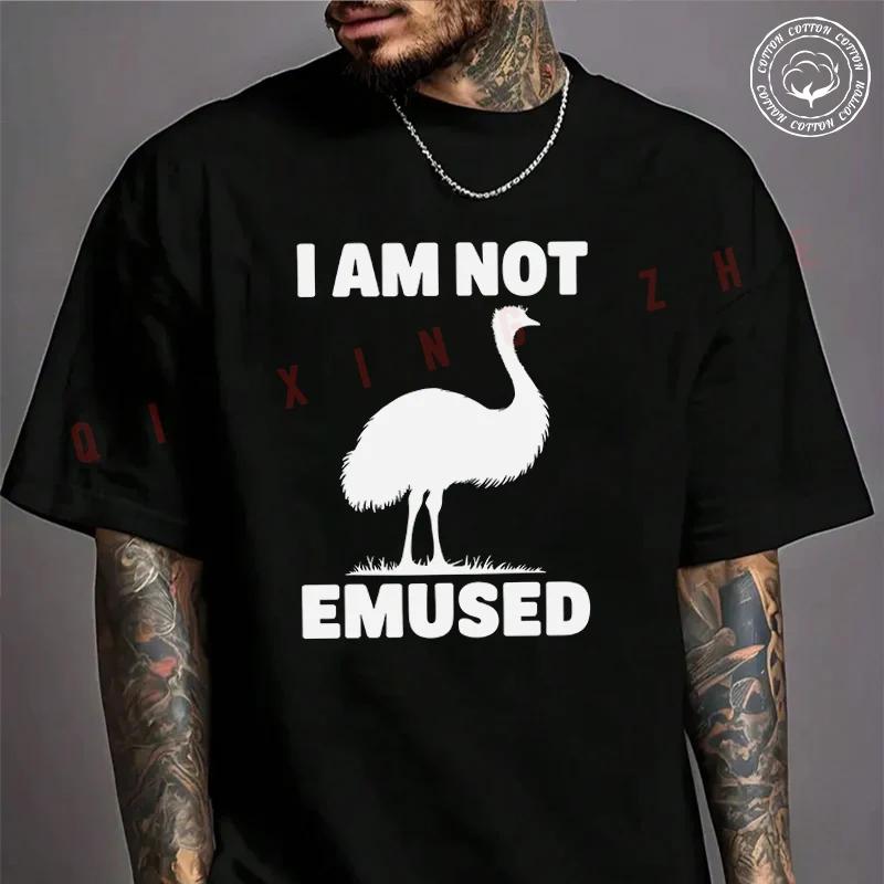 Emu Pun Graphic Print Motorcycle T-Shirt For Riders Men's Cotton Casual High Quality Round Neck