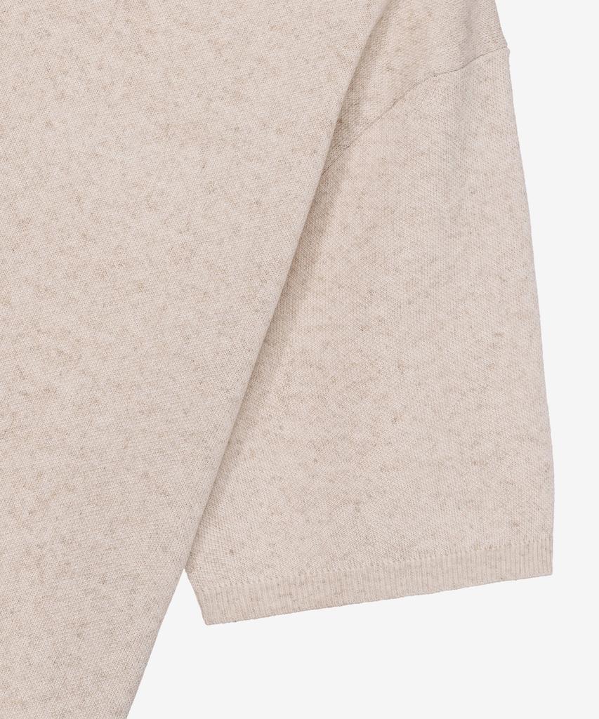 MINDBRIDGE [Couture] Lettering Semi-Overfit Beige Short Sleeve Knit
