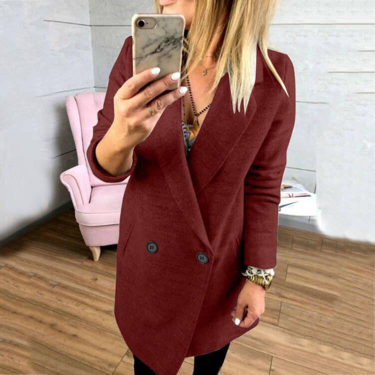 

Осенне-зимнее двухстороннее шерстяное пальто женское шерстяное пальто тренчкот женский S бордовый