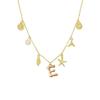 Ocean Theme Gold Charm Necklace with Initial Shells Letter Pendant Suitable for Surfer Girls and Beach Enthusiasts