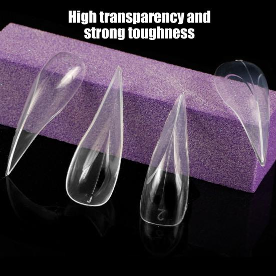140 Pcs Stiletto Fake Nails Press On Clear Fake Fingernails Nail Extension False Nails Pre-shape Nail Tips for Full Cover Nail Art DIY Salon